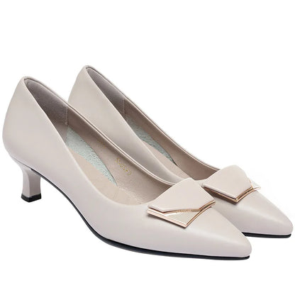 Elegant Women’s Single Shoes – Trendy Leather High Heels