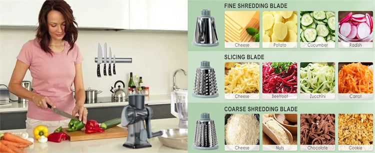 Multi-purpose cheese and vegetable grater for quick kitchen prep