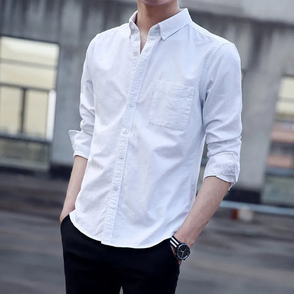 Men’s 100% cotton plaid shirt, stylish slim design for office or casual