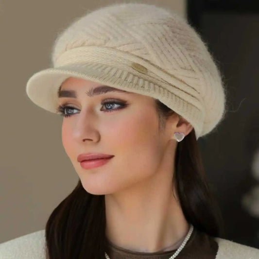 Rabbit Fur Blend Beanie – Casual Streetwear Winter Cap
