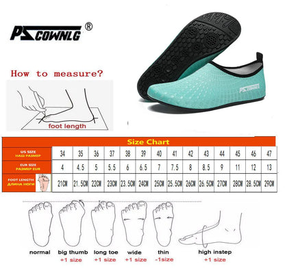 Slip-on aqua socks for swimming and beach sports