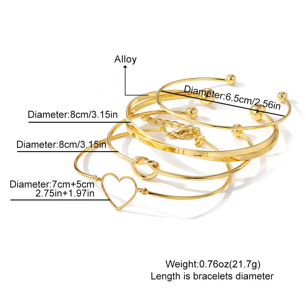 4PCS Stainless Steel Bracelets – Woven Twist Bangles