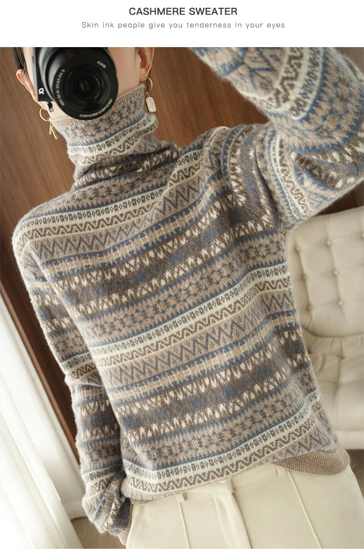 Women’s 100% wool cashmere high-neck sweater