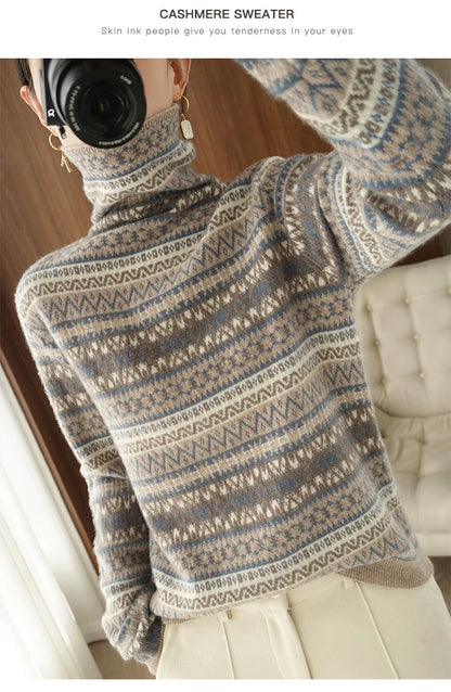 Women’s 100% wool cashmere high-neck sweater