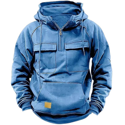 Men’s thick outdoor hooded sweatshirt with pockets