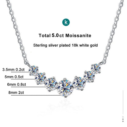 Moissanite Necklace – 925 Sterling Silver, 18K White Gold Plated