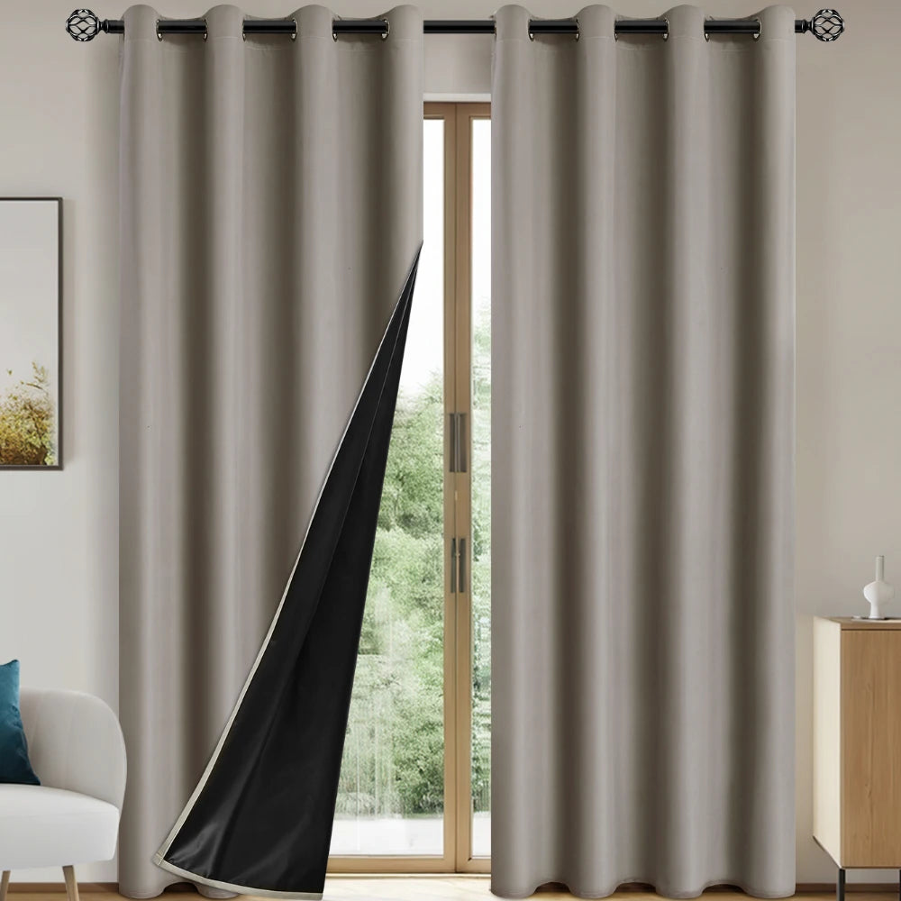 Privacy Drapes for Bedroom, Living Room,100% Blackout Curtains with Grommets.