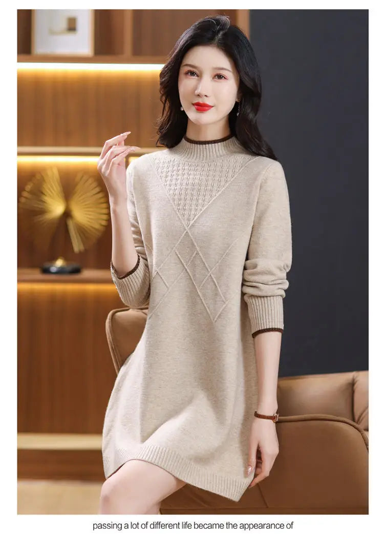 Women’s long-sleeve turtleneck knit sweater