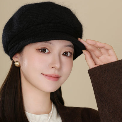 Rabbit Fur Blend Beanie – Casual Streetwear Winter Cap