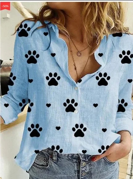 Women’s vintage cotton linen long-sleeve blouse
