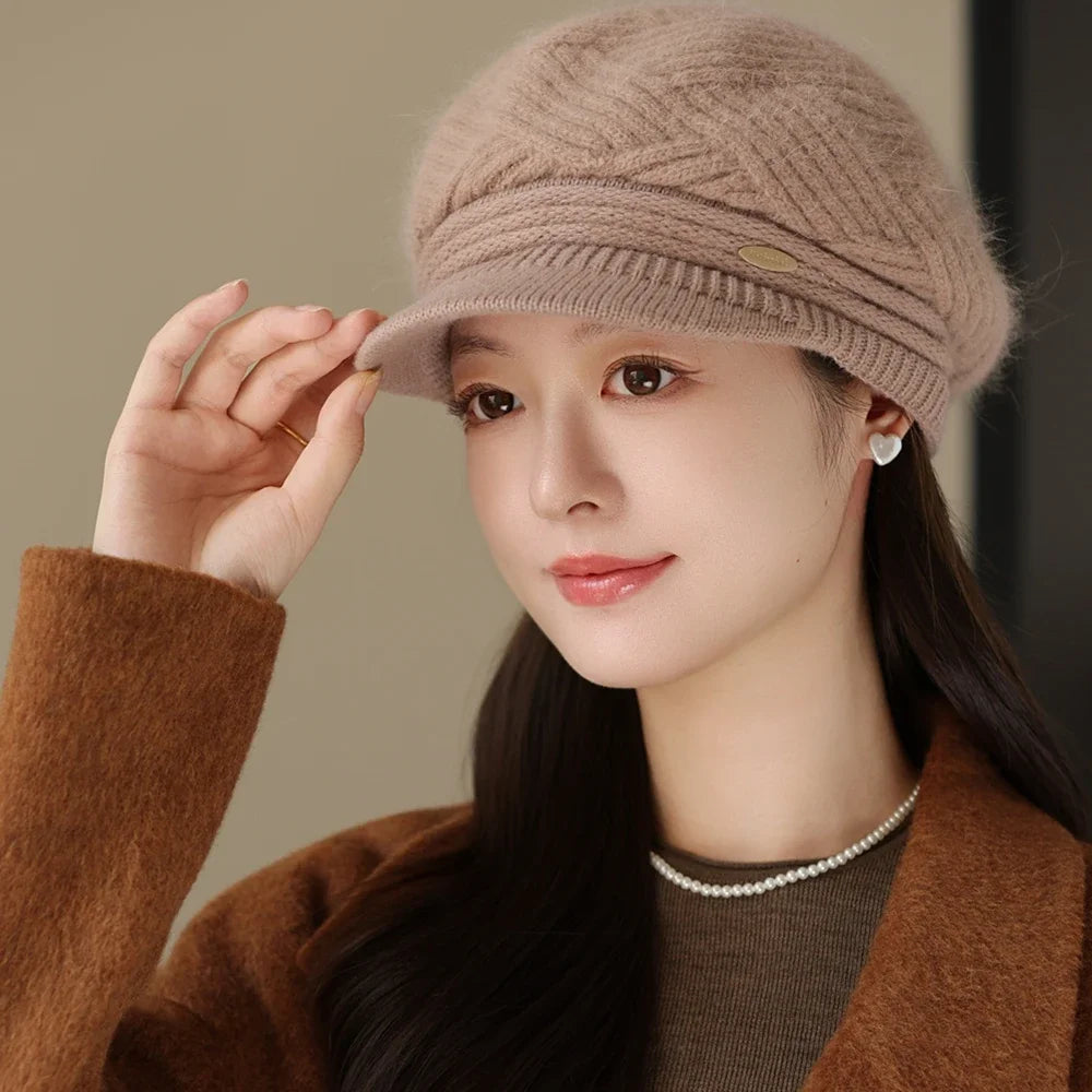 Rabbit Fur Blend Beanie – Casual Streetwear Winter Cap