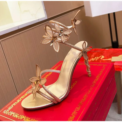 Crystal Butterfly Sandals – Sexy High Heel Gladiator Style