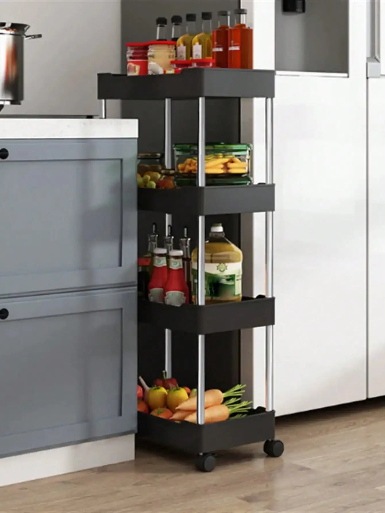 Movable slim storage rack for versatile home organization