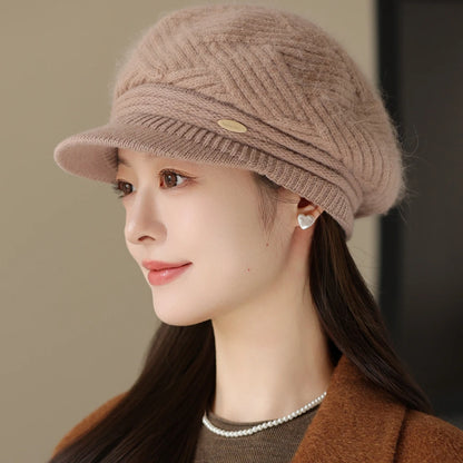 Rabbit Fur Blend Beanie – Casual Streetwear Winter Cap
