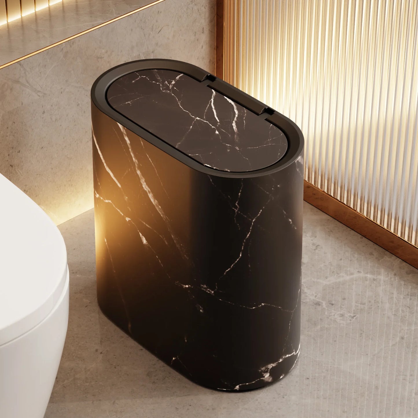 Versatile covered trash bin—perfect for home bathrooms, kitchens, or guest rooms