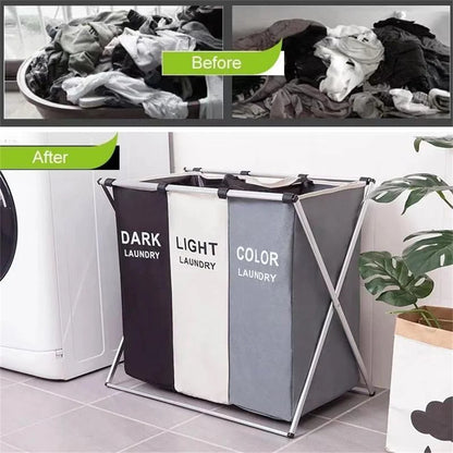 Multi-grid laundry hamper for neat and easy clothes sorting