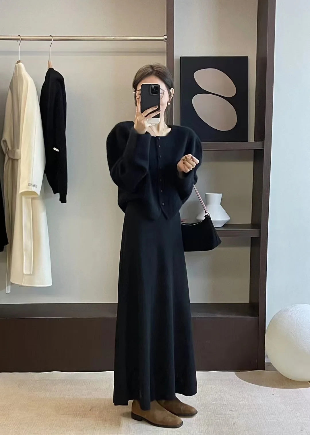 Women’s Korean-style pure wool swing skirt