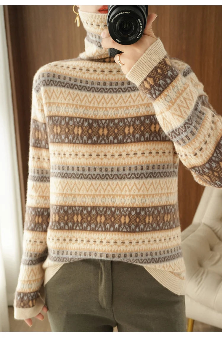 Women’s 100% wool cashmere high-neck sweater