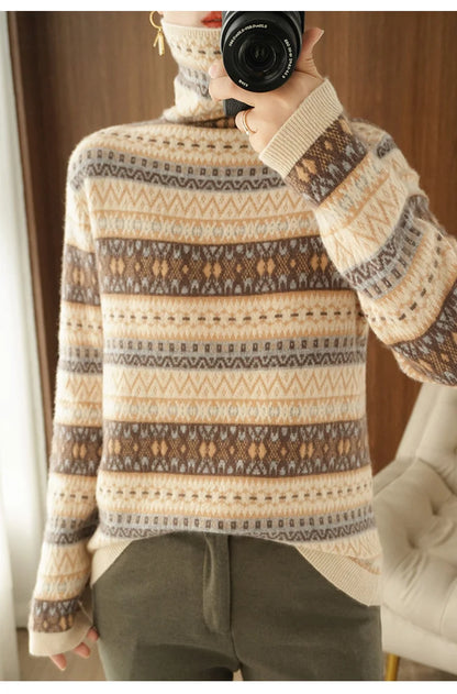 Women’s 100% wool cashmere high-neck sweater