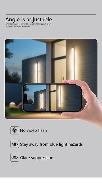 Weatherproof modern LED wall sconce for outdoor spaces, IP65, long-strip style