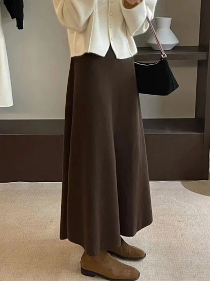 Women’s Korean-style pure wool swing skirt