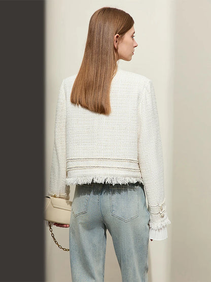 Women’s AMII minimalism chambray tweed short jacket