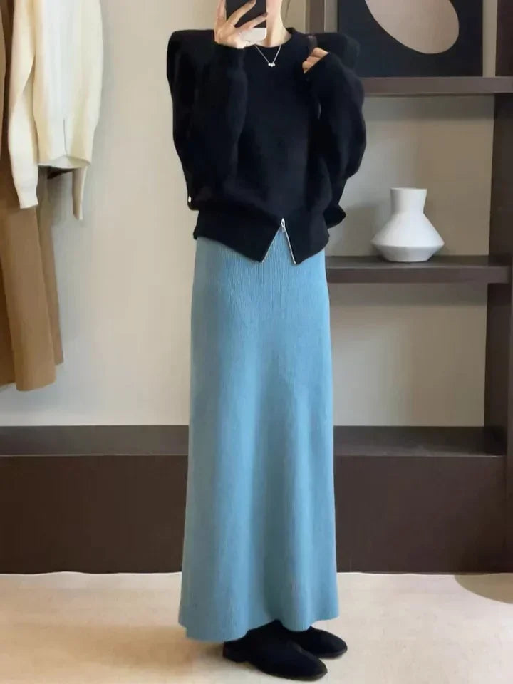 Women’s Korean-style pure wool swing skirt