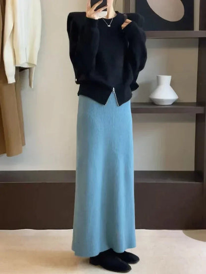 Women’s Korean-style pure wool swing skirt