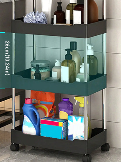 Movable slim storage rack for versatile home organization